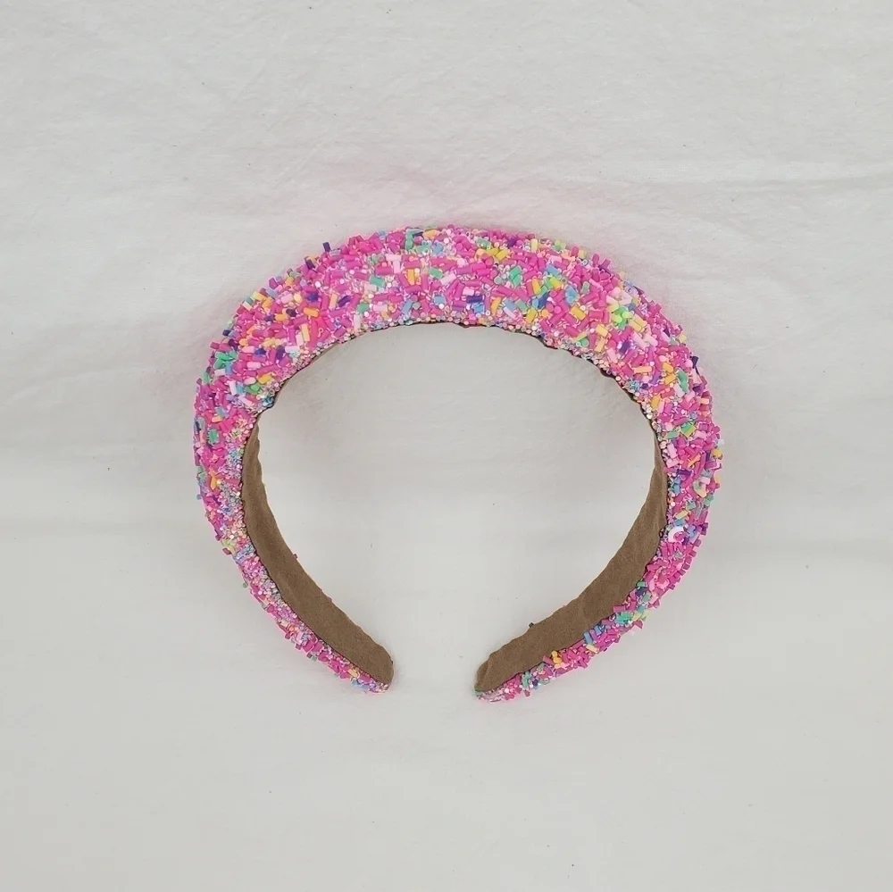 Sponge confetti wide pink multi color headband hair accessories